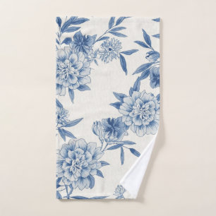 Classique motif toile fleurie bleu eau-forte sur f