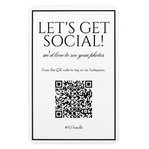 Classique Simple Blanc QR Code Social Media Magnet