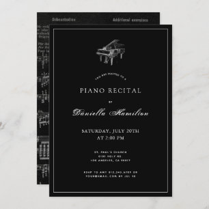 Classique Simple Noir Piano Considérant Invitation