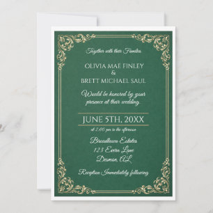 Classique Vert! Invitation de mariage simpliste
