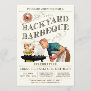 Classique vintage V.1 des invitations   de BBQ de