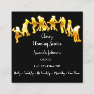Classreinigungsdienste Gold-Logo-Maid Black Lux Quadratische Visitenkarte