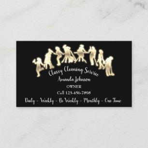 Classreinigungsdienste Gold-Logo-Maid Black Neon Visitenkarte