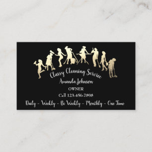 Classreinigungsdienste Gold-Logo-Maid Schwarz Visitenkarte