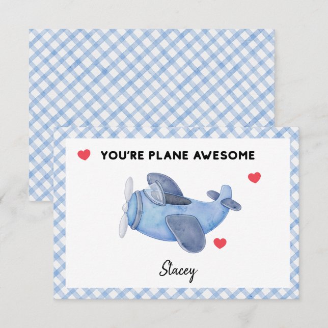 Classroom Valentine "Plane Awesome' (Vorne/Hinten)