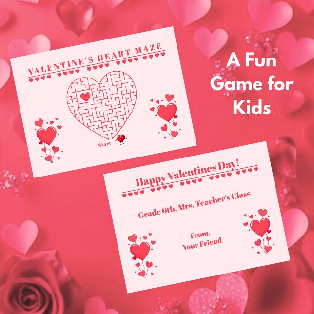 Classroom Valentine's Day Card Game-Maze Mitteilungskarte (Classroom Valentine's Day Card Game-Maze)