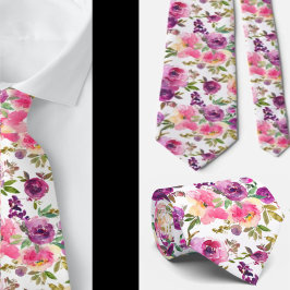 Classrosa Lila Watercolor Rose Neck Tie Krawatte