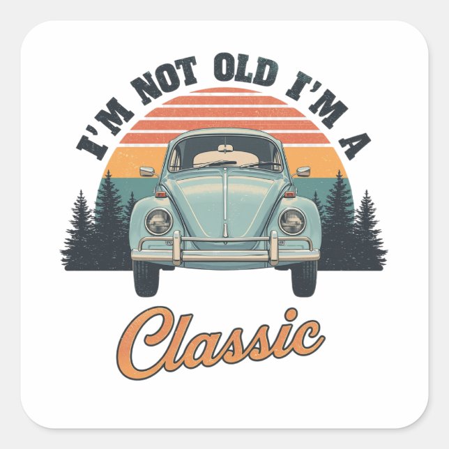 Classsic  Time RideT-Shirt Quadratischer Aufkleber (Vorderseite)