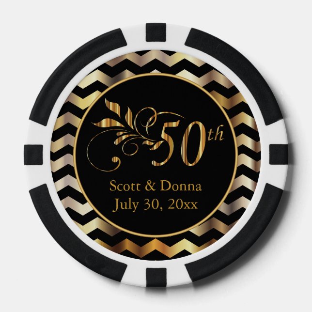 Classy 50. Goldener Hochzeitstag Pokerchips (Vorderseite)