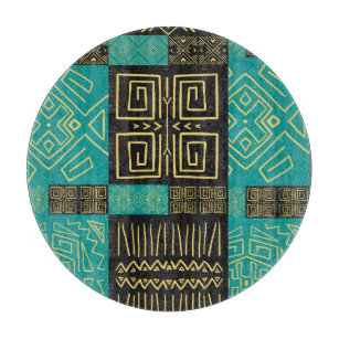 Classy African Tiles Line Art Muster Schneidebrett