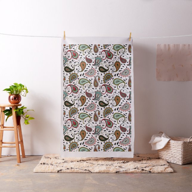 Classy and Beautiful Paisley on White Stoff (Beispiel)