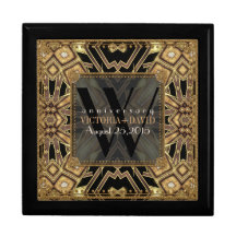 Classy Art Deco Black Gold Hochzeitsjubiläum Box