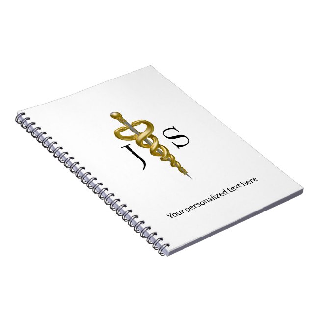 Classy Asclepius Noble Medical Elegantes Gold Silb Notizblock (Rechte Seite)