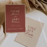 Classy Auburn Beige Old Money Fancy Wedding Save The Date<br><div class="desc">This modern & retro funky minimalist terracotta Wedding auburn and cream Save The Date Template is great for you. If you are looking for a pretty, elegant and easy to customize Wedding Save The Date Template. A very elegant simple ivory cream script wedding save the date on terracotta auburn background...</div>