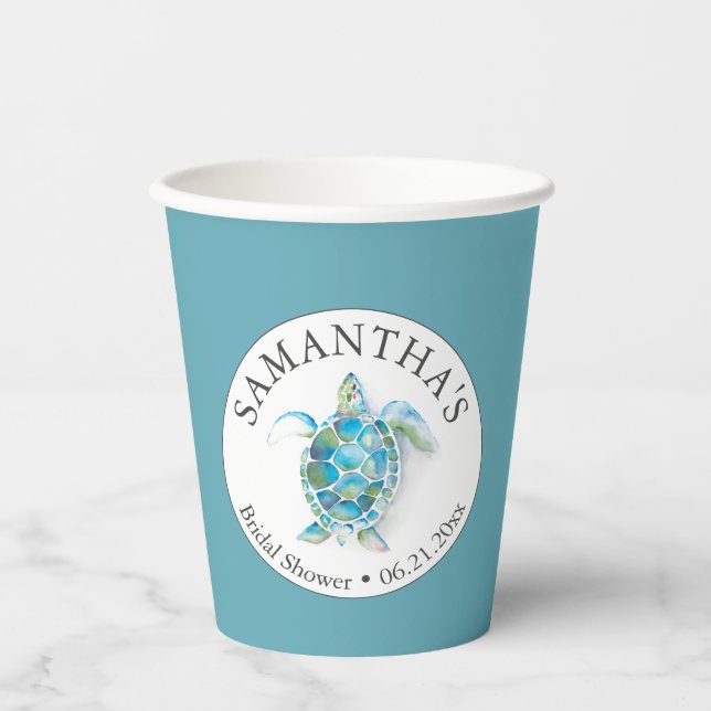 Classy Beach Brautparty Cup | Meeresschildkröte Pappbecher (Vorderseite)