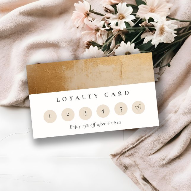 Classy Beige Gold Paint Texture Loyalty Card Visitenkarte (Von Creator hochgeladen)