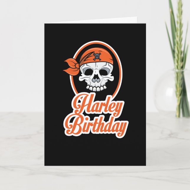 Classy Biker Skeleton Head Birthday Card Karte (Vorderseite)