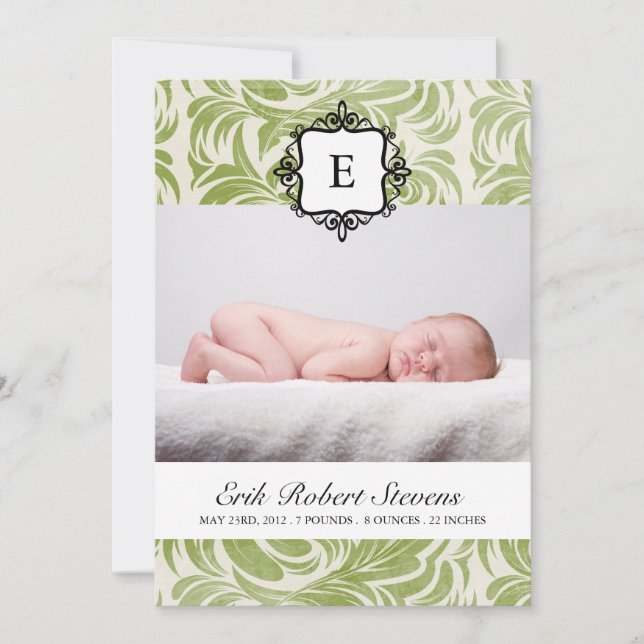 Classy Birth Announcement Foto-Karte Ankündigung (Vorderseite)