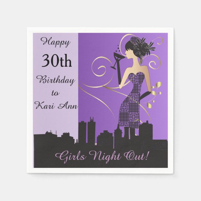 Classy Birthday Napkins für sie individuell gestal Serviette (Vorderseite)