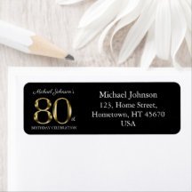 Classy Black 80. Geburtstag Solid Gold-Text-Adress