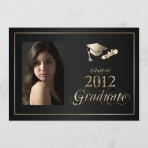Classy Black and Gold 2012 Graduate Foto Einladung