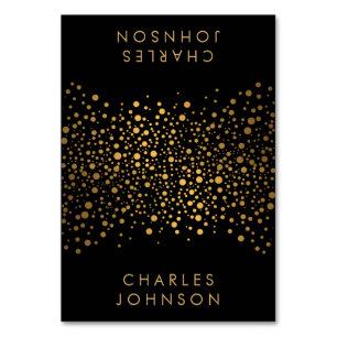 Classy Black and Gold Confetti Dots PLATZKARTEN Tischnummer