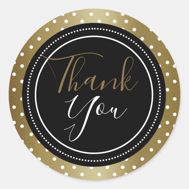 Classy Black and Gold Vielen Dank Runder Aufkleber (Vorderseite)