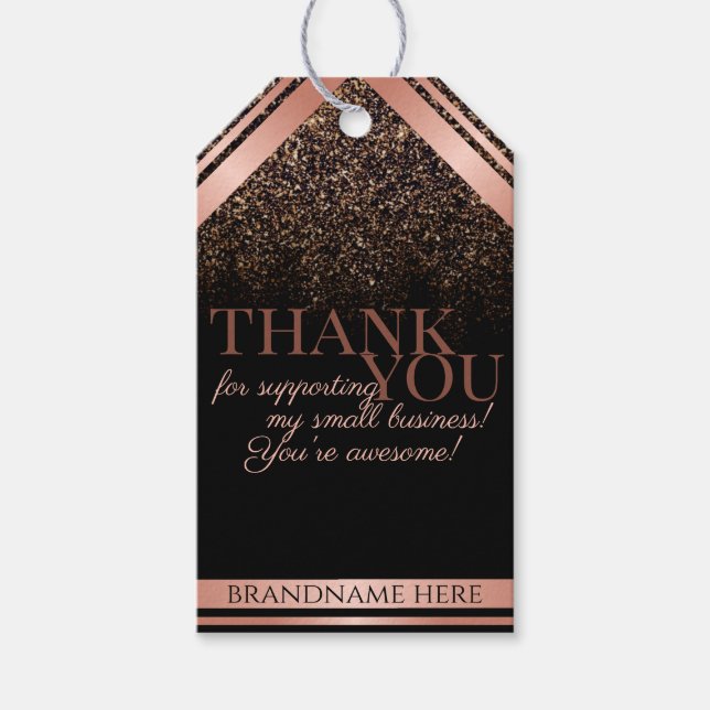 Classy Black and Rose Gold Packung Vielen Dank Gif Geschenkanhänger (Vorderseite)