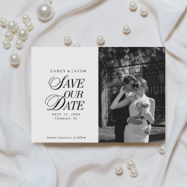 Classy Black and White Elegant Save the Date Card