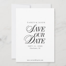 Classy Black and White Elegant Save the Date Card