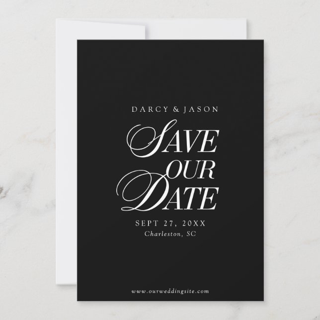 Classy Black and White Elegant Save the Date Card (Vorderseite)