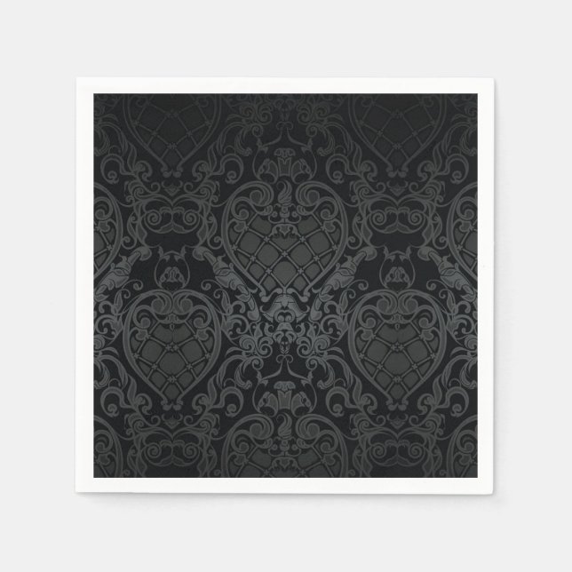 CLASSY BLACK BAROQUE WAPPEN PATTERN NAPKIN DESIGN SERVIETTE (Vorderseite)