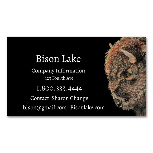 Classy Black Bison, Buffalo Business Card Magnetische Visitenkarte (Vorderseite)