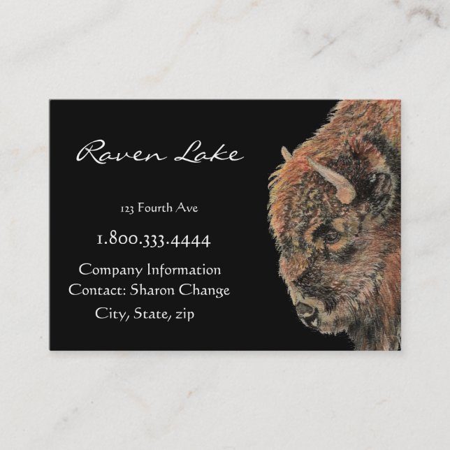 Classy Black Bison, Buffalo Business Card Visitenkarte (Vorderseite)