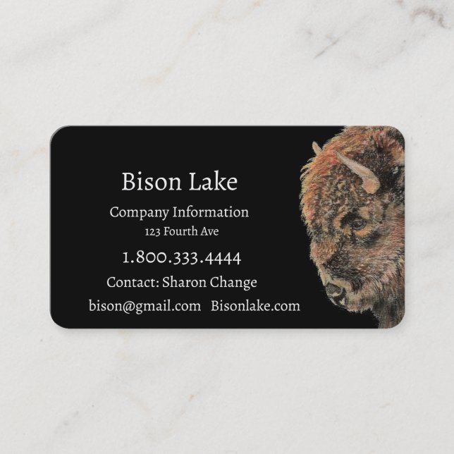 Classy Black Bison, Buffalo Business Card Visitenkarte (Vorderseite)