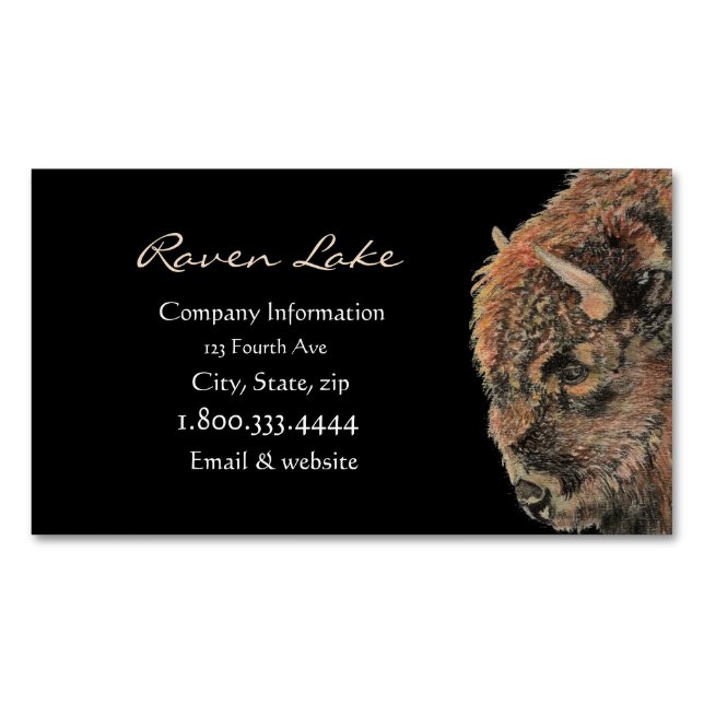 Classy Black Bison, Buffalo Wildlife Art Magnetische Visitenkarte (Vorderseite)