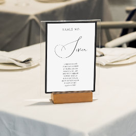 Classy Black Border Script Wedding Seating Chart Tischnummer