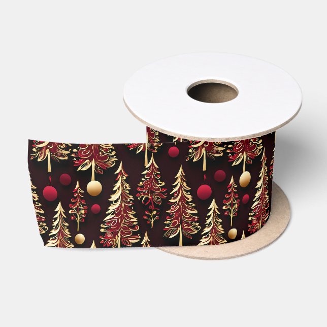 Classy Black, Burgundy und Gold Weihnachtsbaumen Satinband (Spule)