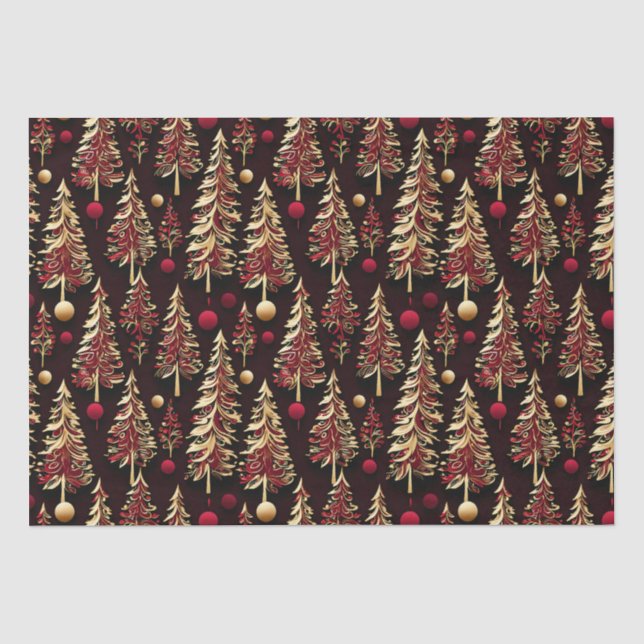 Classy Black, Burgundy und Gold Weihnachtsbaumen Seidenpapier (Vorderseite)