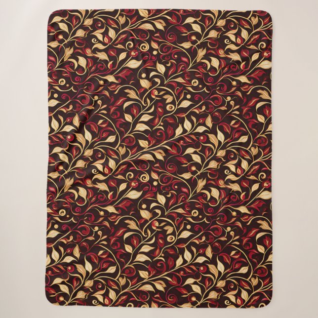 Classy Black, Burgundy und Gold Weihnachtsfolien Sherpadecke (Vorderseite)