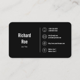 Classy Black Business Icons Logo Visitenkarte