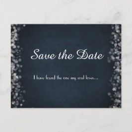 Classy Black Chalkboard Bokeh Lights Save the Date Ankündigungspostkarte