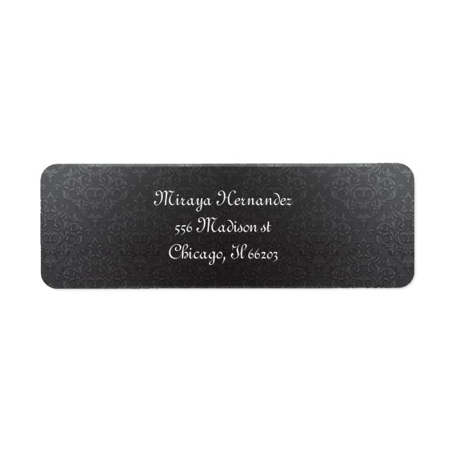 Classy Black Damask Address Labels (Vorne)