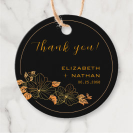 Classy Black Gold Floral Wedding Vielen Dank Geschenkanhänger