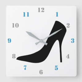 CLASSY BLACK HEELS WITH NUMBERS QUADRATISCHE WANDUHR