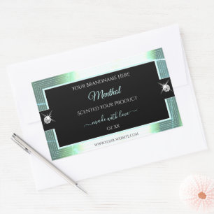 Classy Black Ice Blue Brilliants Produktetikett Rechteckiger Aufkleber