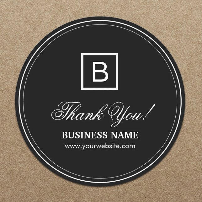 Classy Black Monogram Business Danke Stickers (Von Creator hochgeladen)