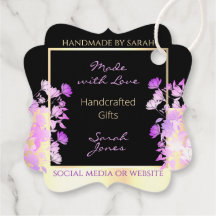 Classy Black Purple Blumen und Gold Vielen Dank