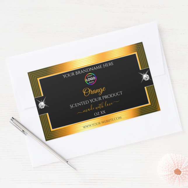 Classy Black Shiny Orange avec Logo Étiquette prod (Enveloppe)