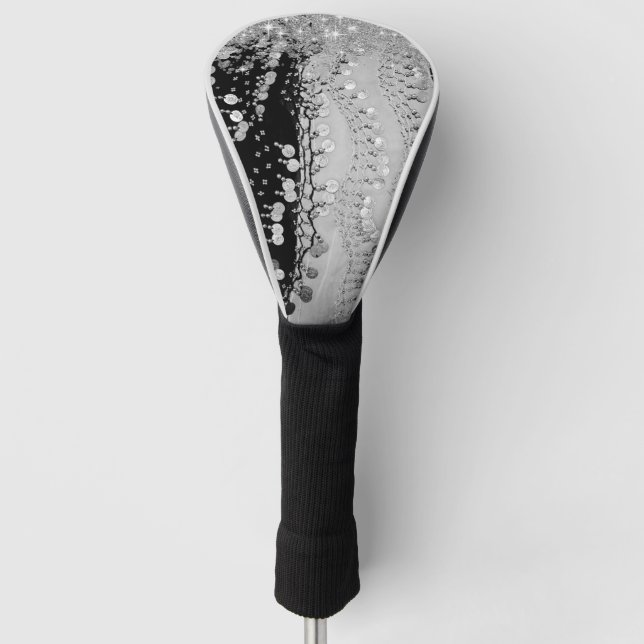 Classy Black und Silver Sinti und Roma Scarf Golf Headcover (Vorderseite)